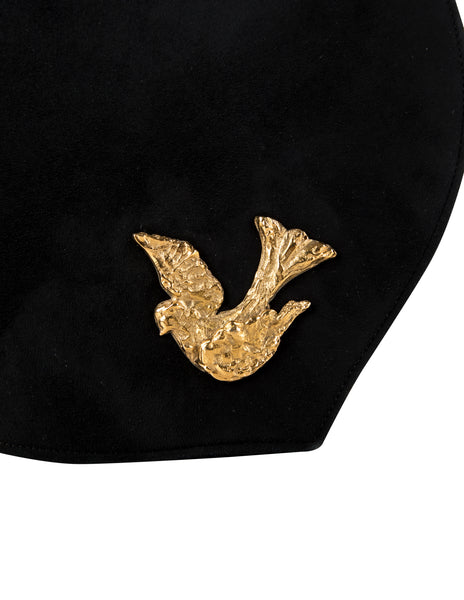 Yves Saint Laurent Vintage Golden Dove Black Suede Bag