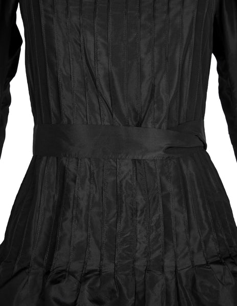 Yves Saint Laurent Haute Couture Vintage AW 1971 Black Silk Taffeta Ruffled Dress