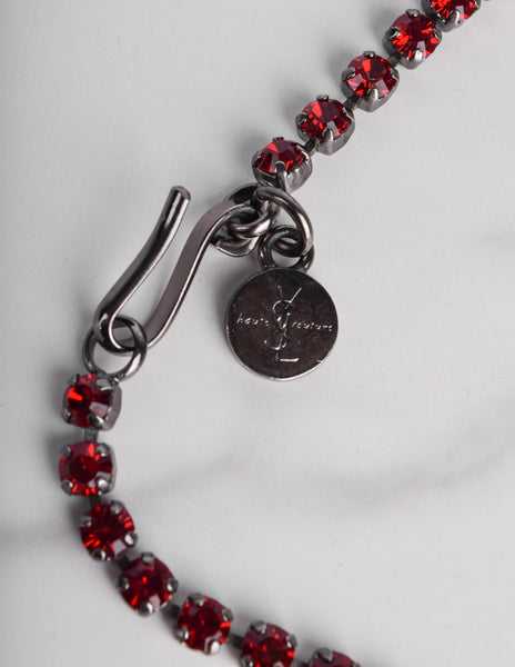 Yves Saint Laurent Vintage Haute Couture Coeur de Saint Laurent / Coeur Fetiche Crystal Heart Pendant Necklace