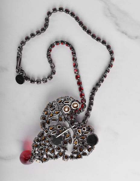 Yves Saint Laurent Vintage Haute Couture Coeur de Saint Laurent / Coeur Fetiche Crystal Heart Pendant Necklace