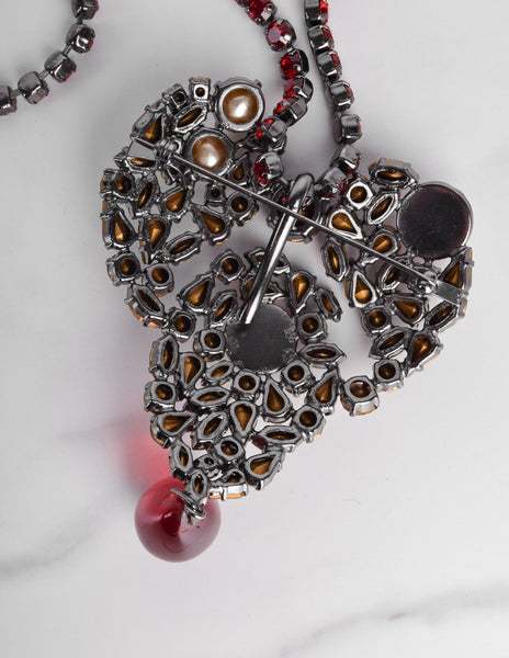Yves Saint Laurent Vintage Haute Couture Coeur de Saint Laurent / Coeur Fetiche Crystal Heart Pendant Necklace