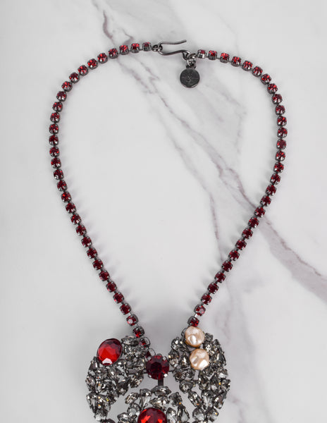 Yves Saint Laurent Vintage Haute Couture Coeur de Saint Laurent / Coeur Fetiche Crystal Heart Pendant Necklace