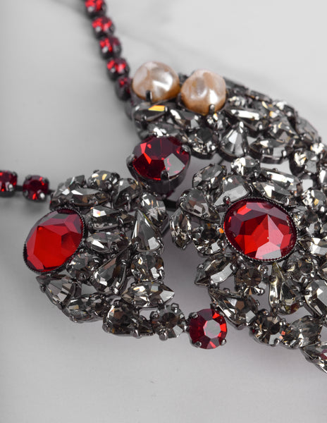 Yves Saint Laurent Vintage Haute Couture Coeur de Saint Laurent / Coeur Fetiche Crystal Heart Pendant Necklace