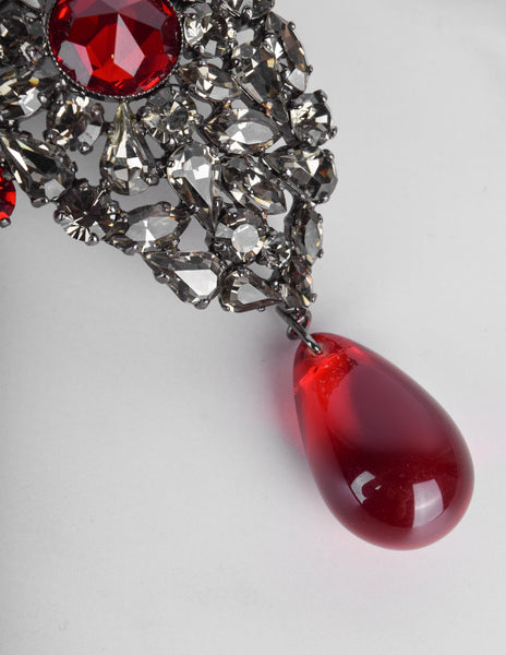 Yves Saint Laurent Vintage Haute Couture Coeur de Saint Laurent / Coeur Fetiche Crystal Heart Pendant Necklace