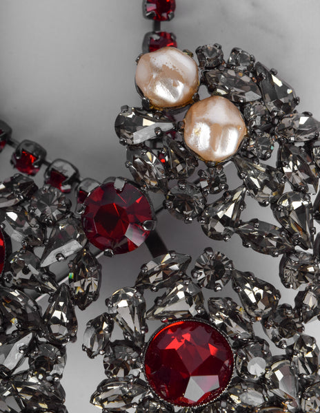 Yves Saint Laurent Vintage Haute Couture Coeur de Saint Laurent / Coeur Fetiche Crystal Heart Pendant Necklace
