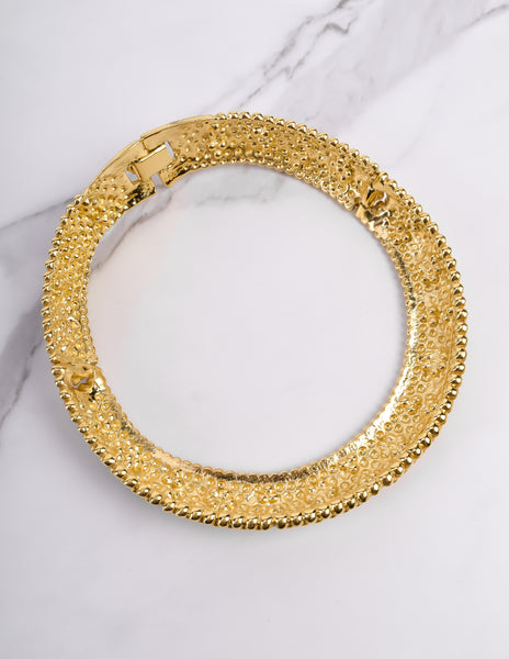 Yves Saint Laurent Vintage Rhinestone Floral Golden Choker Necklace