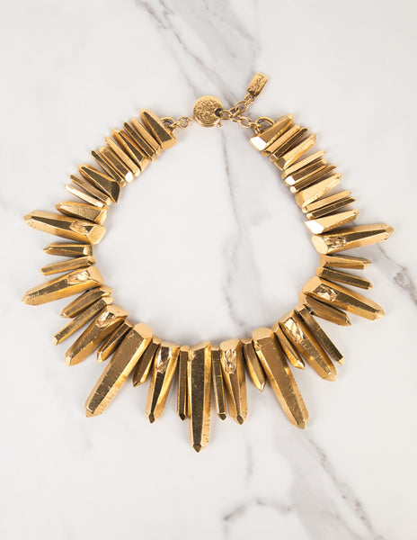 Yves Saint Laurent Haute Couture Vintage Gold Gilt Prism Necklace
