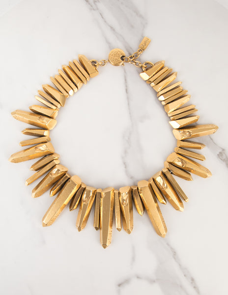Yves Saint Laurent Haute Couture Vintage Gold Gilt Prism Necklace