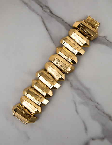 Yves Saint Laurent Haute Couture Vintage Golden Faceted Prism Bracelet