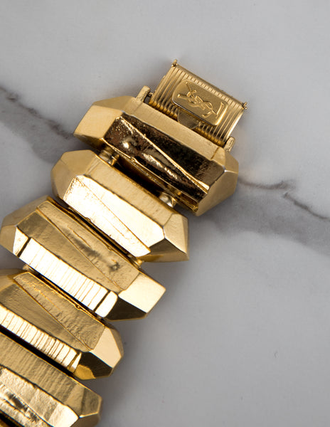 Yves Saint Laurent Haute Couture Vintage Golden Faceted Prism Bracelet