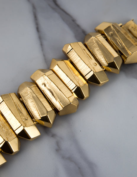 Yves Saint Laurent Haute Couture Vintage Golden Faceted Prism Bracelet