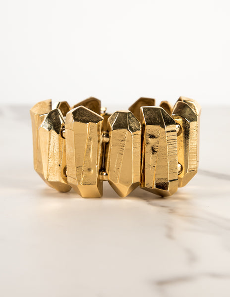 Yves Saint Laurent Haute Couture Vintage Golden Faceted Prism Bracelet