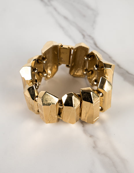 Yves Saint Laurent Haute Couture Vintage Golden Faceted Prism Bracelet