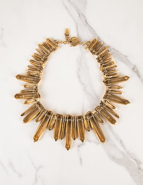 Yves Saint Laurent Haute Couture Vintage Gold Gilt Prism Necklace