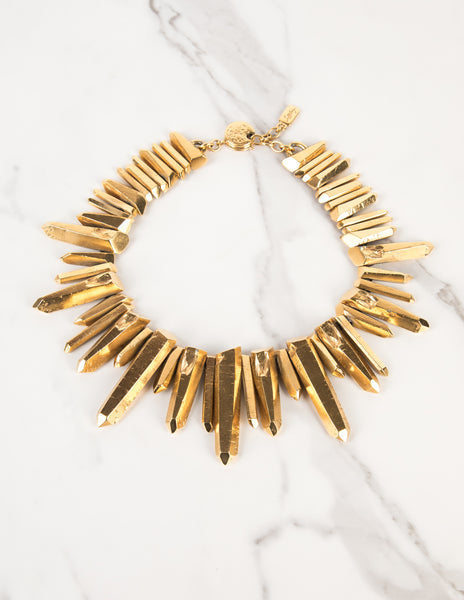 Yves Saint Laurent Haute Couture Vintage Gold Gilt Prism Necklace