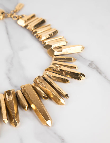 Yves Saint Laurent Haute Couture Vintage Gold Gilt Prism Necklace