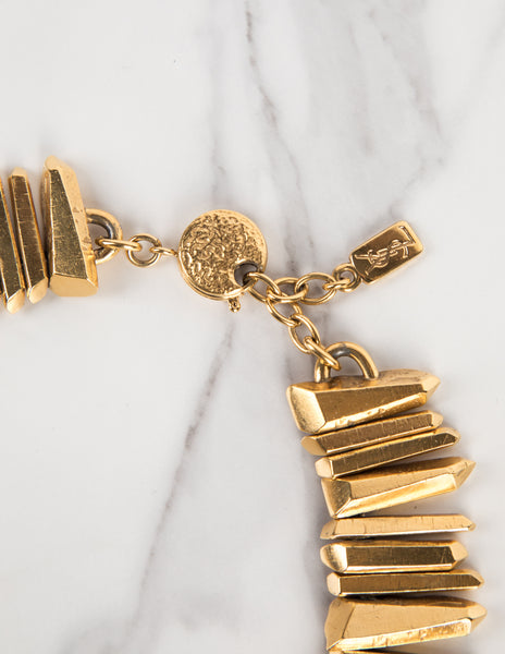 Yves Saint Laurent Haute Couture Vintage Gold Gilt Prism Necklace