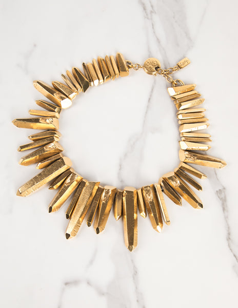 Yves Saint Laurent Haute Couture Vintage Gold Gilt Prism Necklace