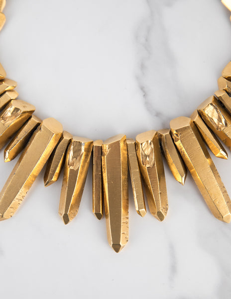 Yves Saint Laurent Haute Couture Vintage Gold Gilt Prism Necklace