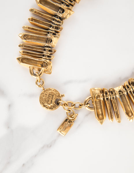 Yves Saint Laurent Haute Couture Vintage Gold Gilt Prism Necklace