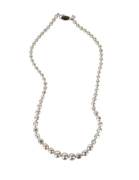 Yves Saint Laurent Vintage 1990s Icy Grey Graduated Baroque Pearl Sautoir Necklace