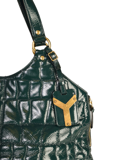 YSL Croc Embossed Leather Shoulder Bag