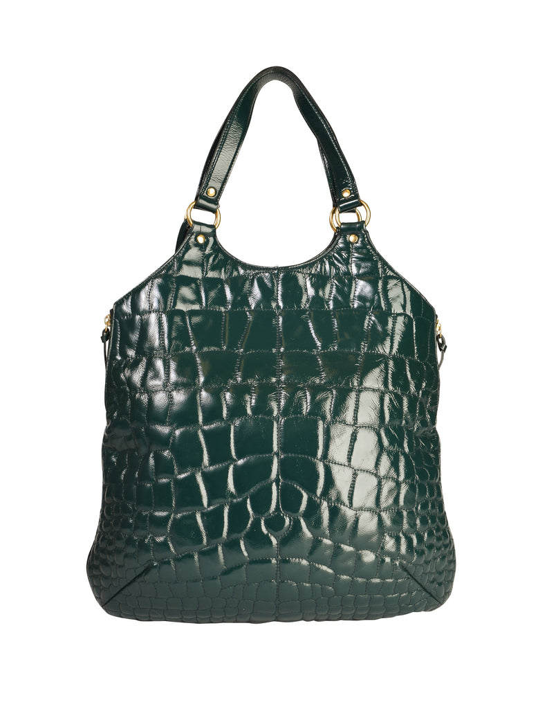 Yves Saint Laurent Vintage Dark Green Croc Embossed Patent Leather Met –  Amarcord Vintage Fashion