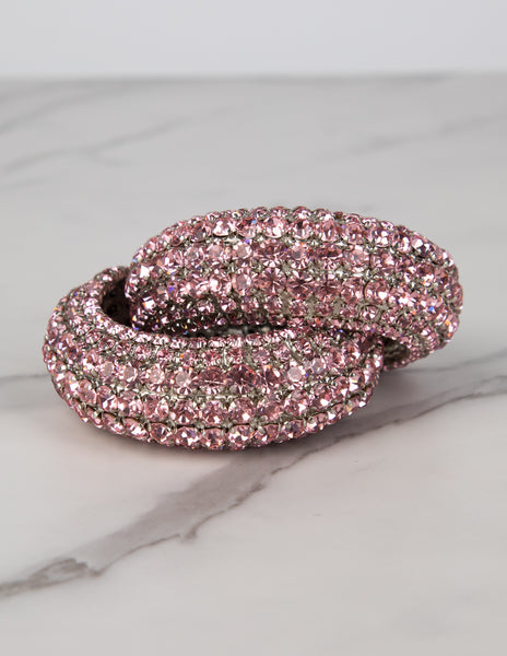 Yves Saint Laurent Vintage 1960s Haute Couture Pair of Baby Pink Rhinestone Cuff Bracelets