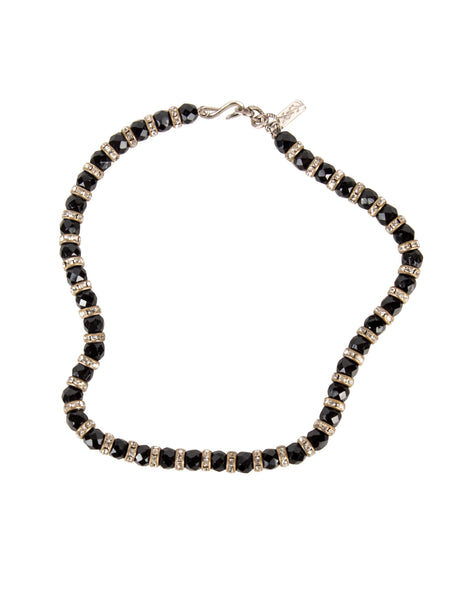 Yves Saint Laurent Vintage Haute Couture Crystal and Black Beaded Choker Necklace