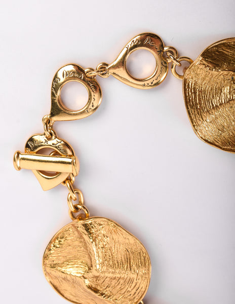 Yves Saint Laurent Vintage Phenomenal Golden Crinkled Disc Statement Necklace