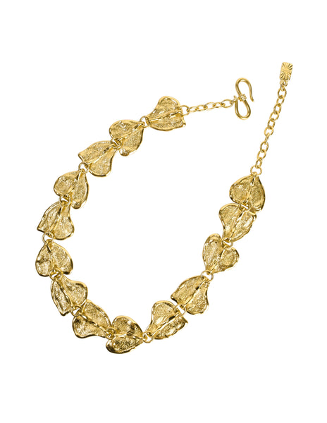 Yves Saint Laurent Vintage Gold Hammered Textured Heart Necklace