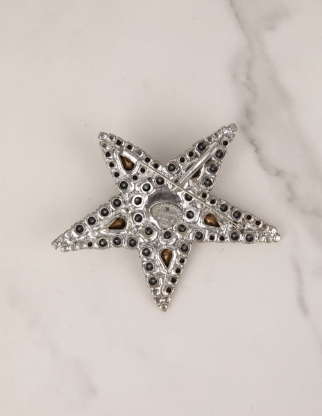 Yves Saint Laurent Vintage Large Sparkling Crystal Star Brooch