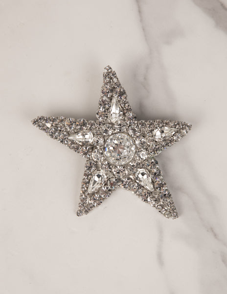 Yves Saint Laurent Vintage Large Sparkling Crystal Star Brooch