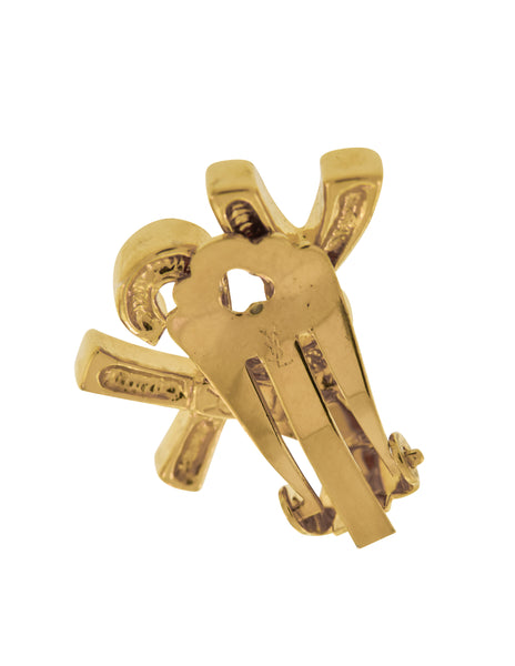 Yves Saint Laurent Vintage Golden YSL Rhinestone Heart Earrings