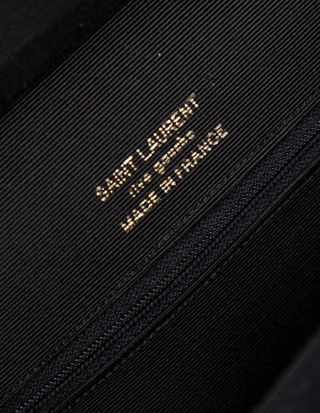 Yves Saint Laurent Vintage Gem Adorned Black Suede and Passementerie Bag