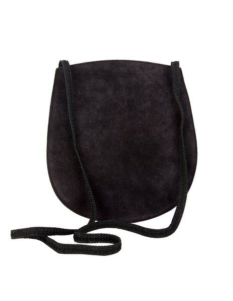 Yves Saint Laurent Vintage Gem Adorned Black Suede and Passementerie Bag