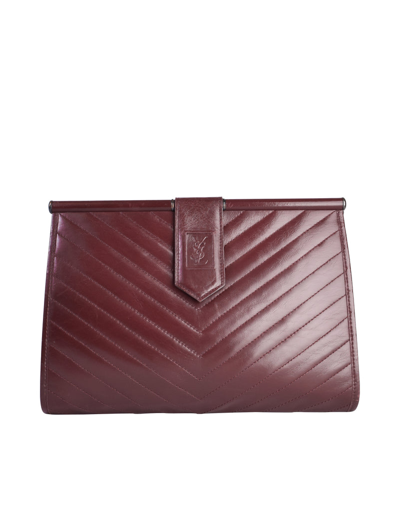 Yves Saint Laurent Vintage Burgundy Leather Chevron Quilted YSL Logo L –  Amarcord Vintage Fashion