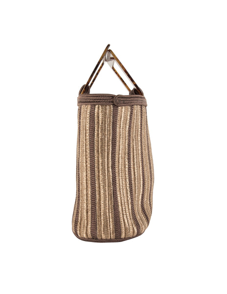 Yves Saint Laurent Vintage Early 1990s Beige and Taupe Passementerie Tote Bag