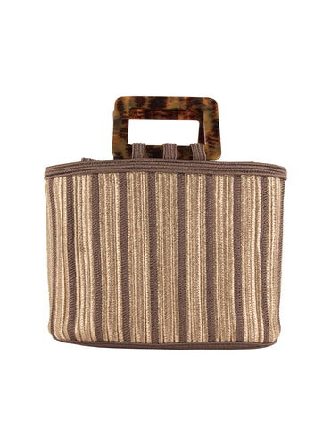 Yves Saint Laurent Vintage Early 1990s Beige and Taupe Passementerie Tote Bag