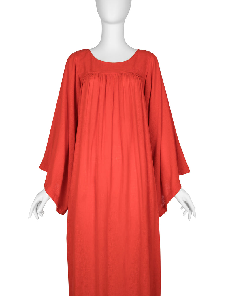 Yves Saint Laurent Vintage 1970s Most Perfect Tomato Red Cotton Caftan Amarcord Vintage Fashion Yves Saint Laurent Vintage 1970s Most Perfect Tomato Red Cotton Caftan Amarcord Vintage Fashion