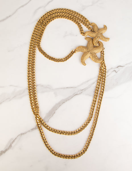 Yves Saint Laurent Vintage Phenomenal Starfish Multi Chain Necklace