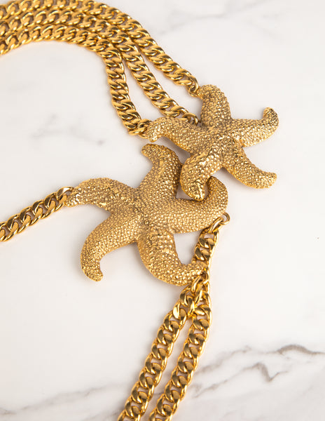 Yves Saint Laurent Vintage Phenomenal Starfish Multi Chain Necklace