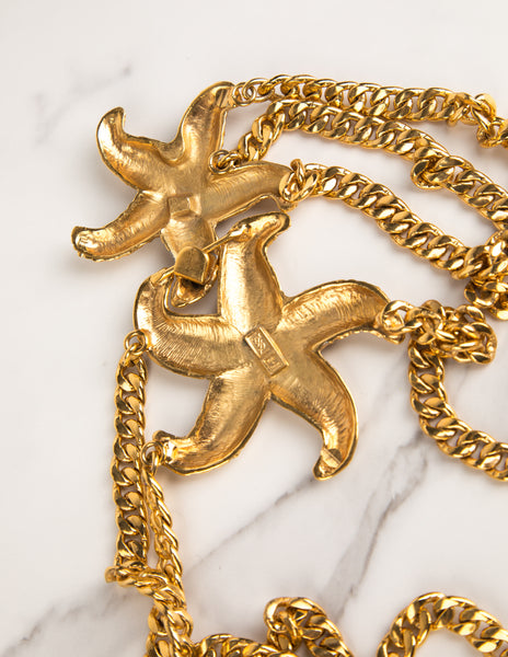 Yves Saint Laurent Vintage Phenomenal Starfish Multi Chain Necklace