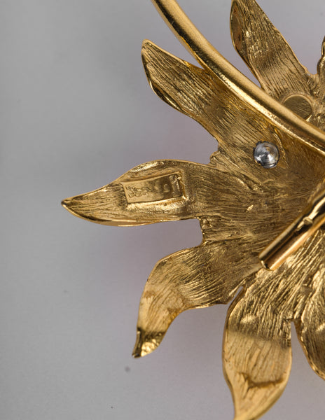 Yves Saint Laurent Vintage Rhinestone Golden Sunflower Pendant Choker