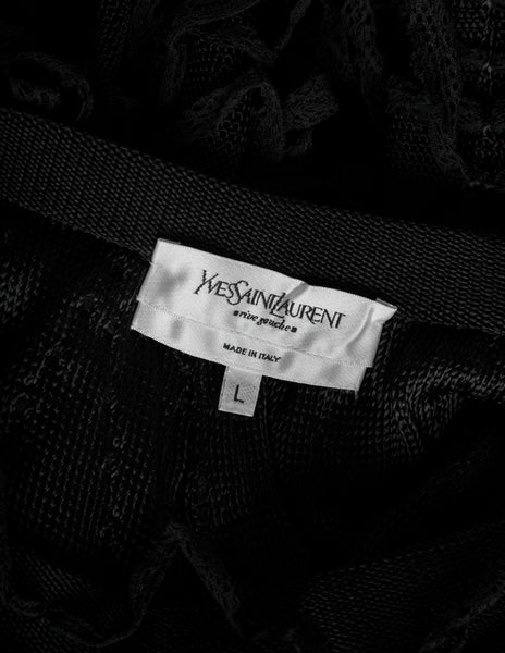 Yves Saint Laurent by Tom Ford Vintage AW 2001 Black Distressed Ribbon Maxi Skirt