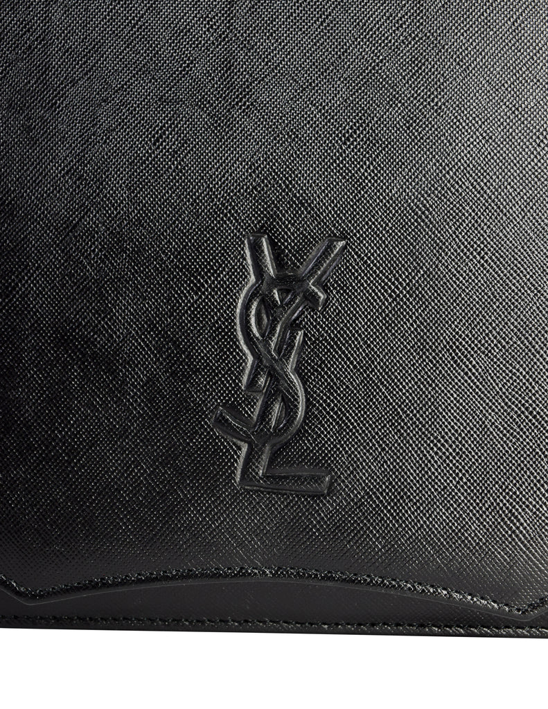 Yves Saint Laurent Vintage Black YSL Logo Saffiano Leather Clutch