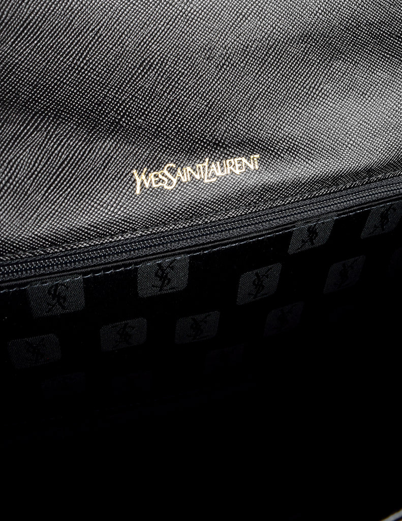 Saint Laurent YSL Black Caviar Classic Monogram Clutch at 1stDibs