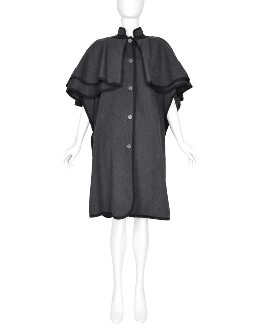 Yves Saint Laurent Vintage AW 1982 Charcoal Grey Wool Cape