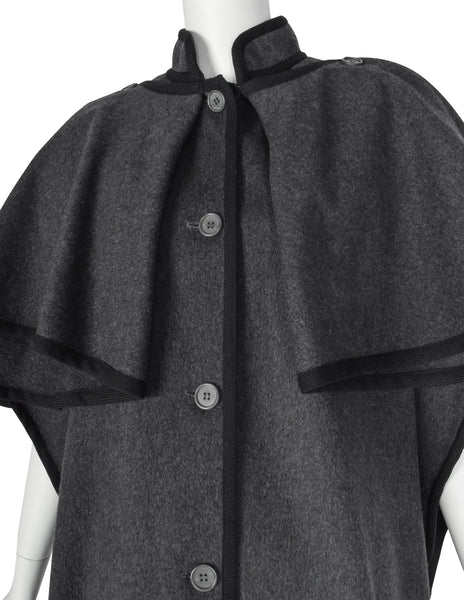 Yves Saint Laurent Vintage AW 1982 Charcoal Grey Wool Cape