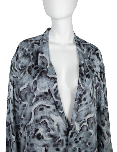 Yohji Yamamoto Vintage SS 1985 Marbled Cloud Blue Oversized Rayon Duster